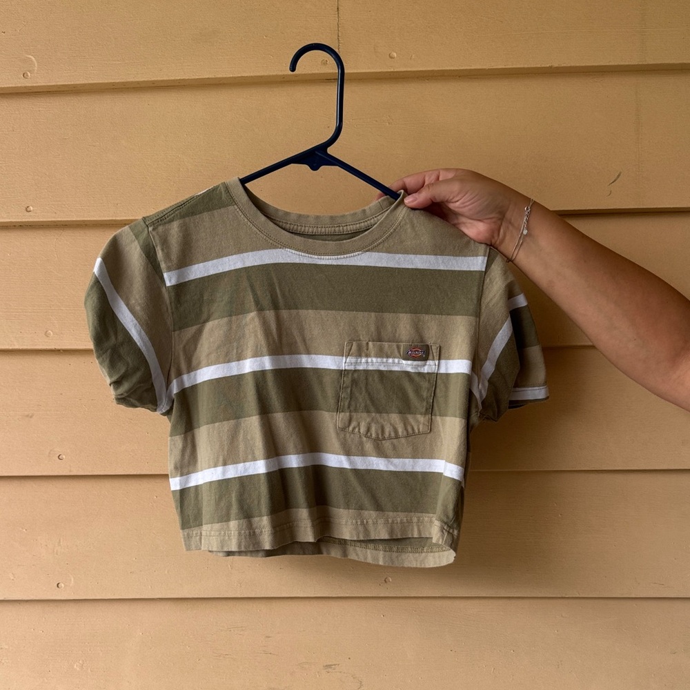 Striped Cropped T-Shirt with Pocket